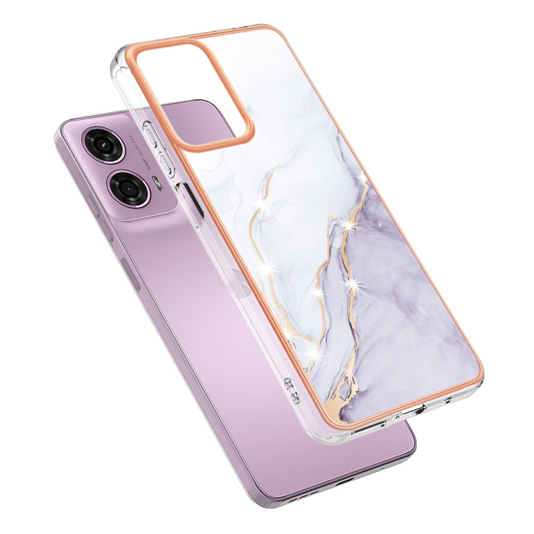 For Motorola Moto G24 4G / G04 4G Electroplating Marble Dual-side IMD Phone Case(White 006) by buy2fix