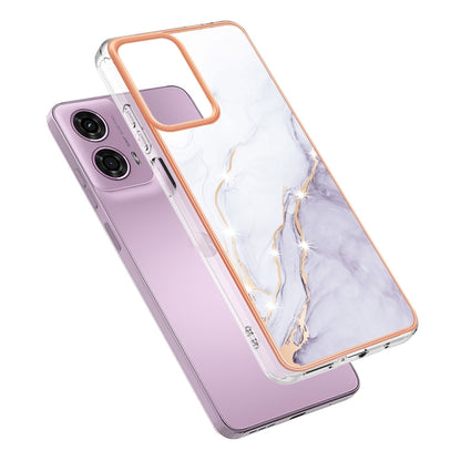 For Motorola Moto G24 4G / G04 4G Electroplating Marble Dual-side IMD Phone Case(White 006) by buy2fix