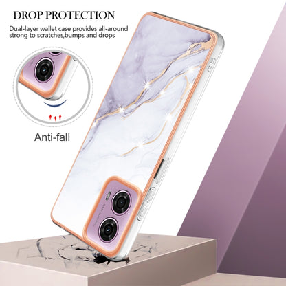 For Motorola Moto G24 4G / G04 4G Electroplating Marble Dual-side IMD Phone Case(White 006) by buy2fix