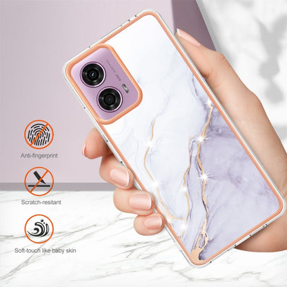 For Motorola Moto G24 4G / G04 4G Electroplating Marble Dual-side IMD Phone Case(White 006) by buy2fix