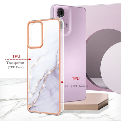 For Motorola Moto G24 4G / G04 4G Electroplating Marble Dual-side IMD Phone Case(White 006) by buy2fix