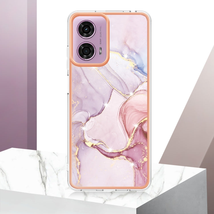 For Motorola Moto G24 4G / G04 4G Electroplating Marble Dual-side IMD Phone Case(Rose Gold 005) by buy2fix