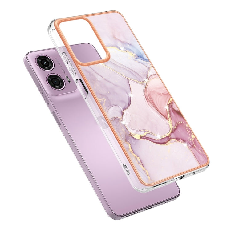 For Motorola Moto G24 4G / G04 4G Electroplating Marble Dual-side IMD Phone Case(Rose Gold 005) by buy2fix