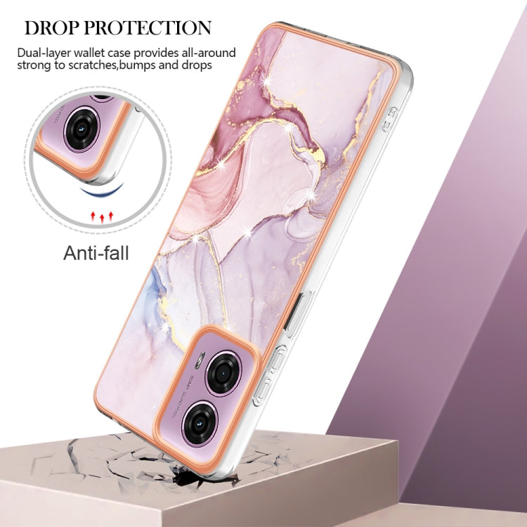 For Motorola Moto G24 4G / G04 4G Electroplating Marble Dual-side IMD Phone Case(Rose Gold 005) by buy2fix