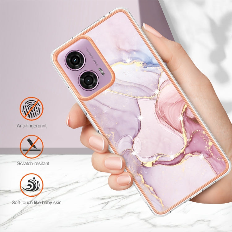 For Motorola Moto G24 4G / G04 4G Electroplating Marble Dual-side IMD Phone Case(Rose Gold 005) by buy2fix