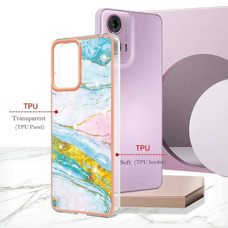 For Motorola Moto G24 4G / G04 4G Electroplating Marble Dual-side IMD Phone Case(Green 004) by buy2fix