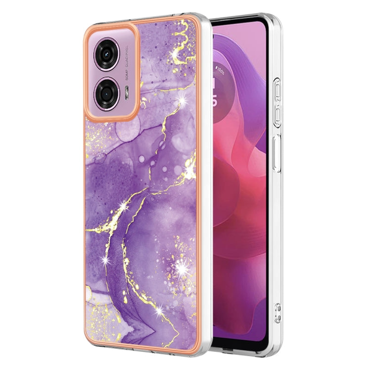 For Motorola Moto G24 4G / G04 4G Electroplating Marble Dual-side IMD Phone Case(Purple 002) by buy2fix