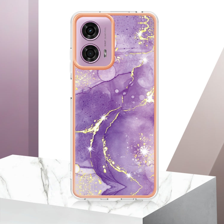 For Motorola Moto G24 4G / G04 4G Electroplating Marble Dual-side IMD Phone Case(Purple 002) by buy2fix