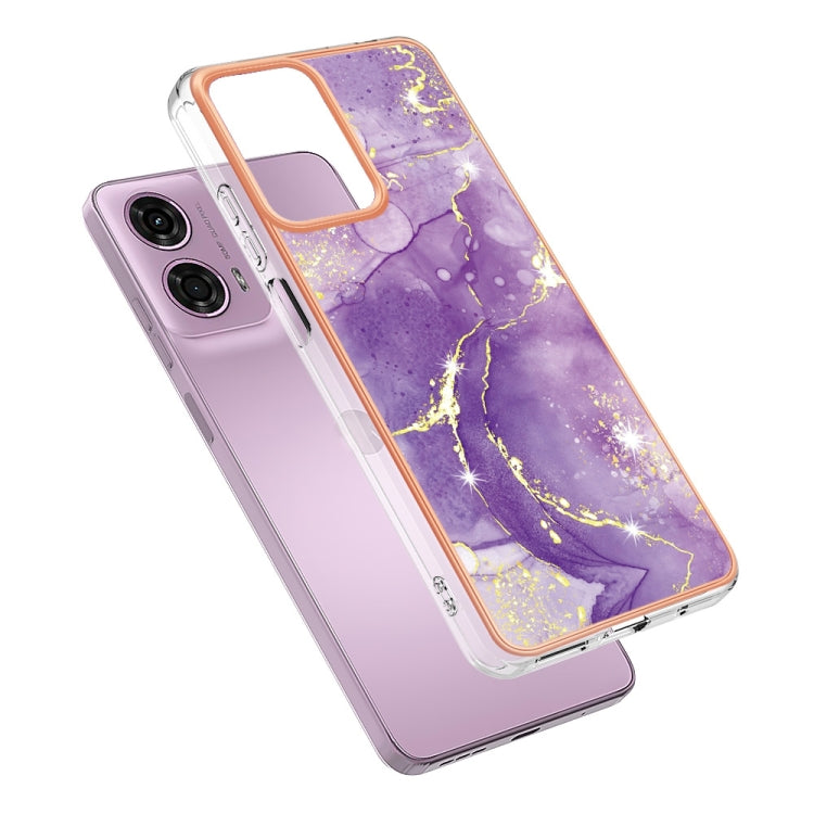 For Motorola Moto G24 4G / G04 4G Electroplating Marble Dual-side IMD Phone Case(Purple 002) by buy2fix