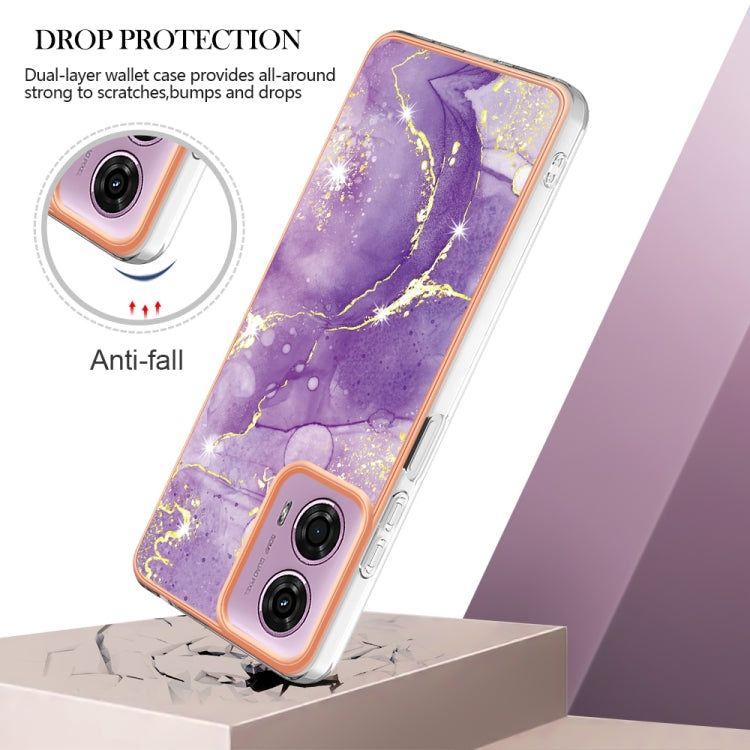 For Motorola Moto G24 4G / G04 4G Electroplating Marble Dual-side IMD Phone Case(Purple 002) by buy2fix