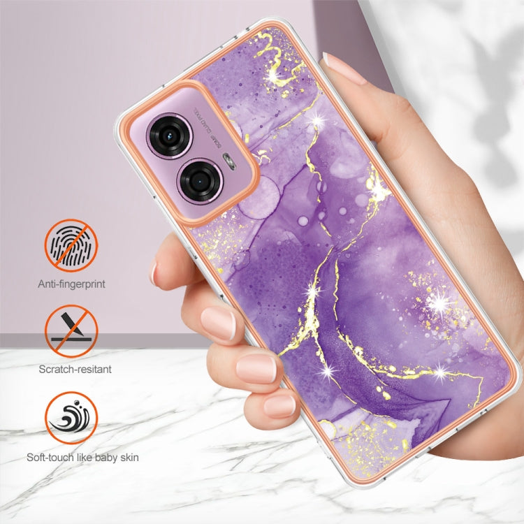 For Motorola Moto G24 4G / G04 4G Electroplating Marble Dual-side IMD Phone Case(Purple 002) by buy2fix