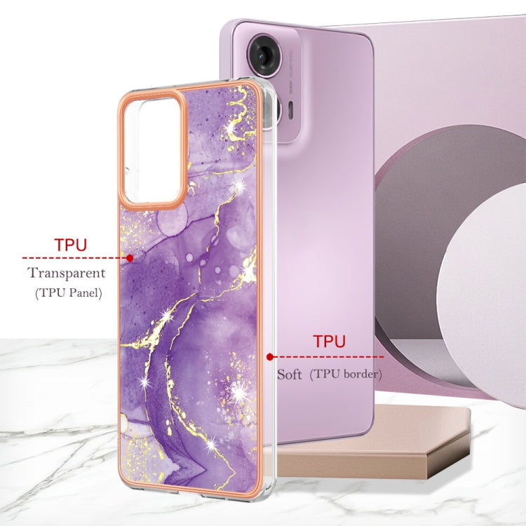 For Motorola Moto G24 4G / G04 4G Electroplating Marble Dual-side IMD Phone Case(Purple 002) by buy2fix