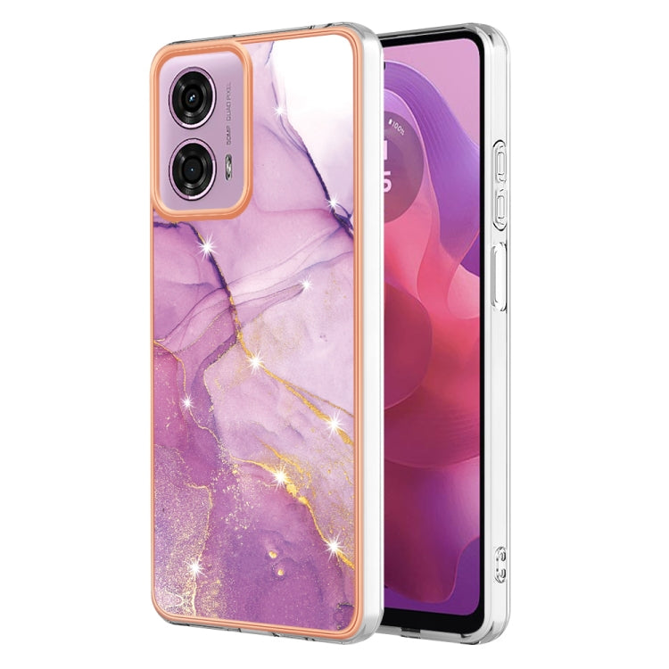 For Motorola Moto G24 4G / G04 4G Electroplating Marble Dual-side IMD Phone Case(Purple 001) by buy2fix