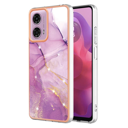 For Motorola Moto G24 4G / G04 4G Electroplating Marble Dual-side IMD Phone Case(Purple 001) by buy2fix