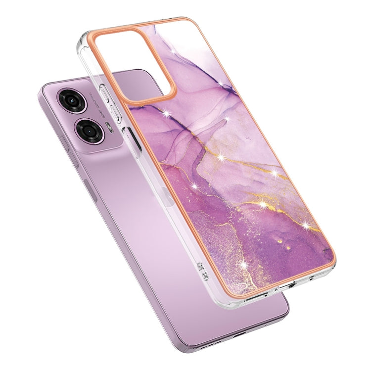 For Motorola Moto G24 4G / G04 4G Electroplating Marble Dual-side IMD Phone Case(Purple 001) by buy2fix