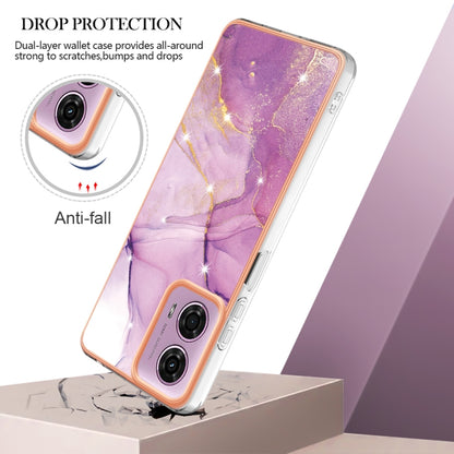 For Motorola Moto G24 4G / G04 4G Electroplating Marble Dual-side IMD Phone Case(Purple 001) by buy2fix