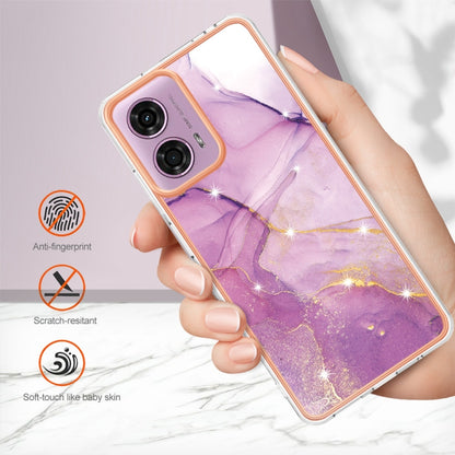 For Motorola Moto G24 4G / G04 4G Electroplating Marble Dual-side IMD Phone Case(Purple 001) by buy2fix