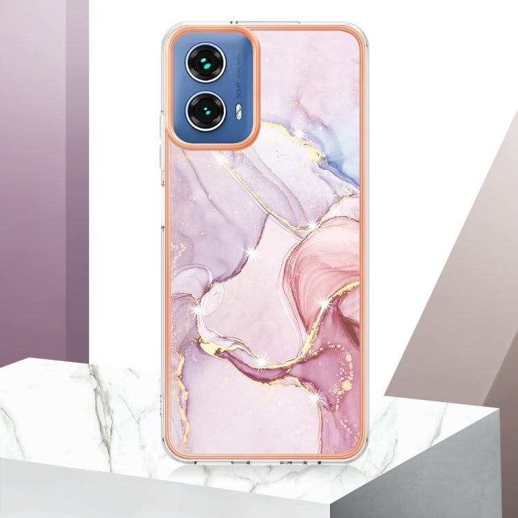 For Motorola Moto G34 Electroplating Marble Dual-side IMD Phone Case(Rose Gold 005) by buy2fix