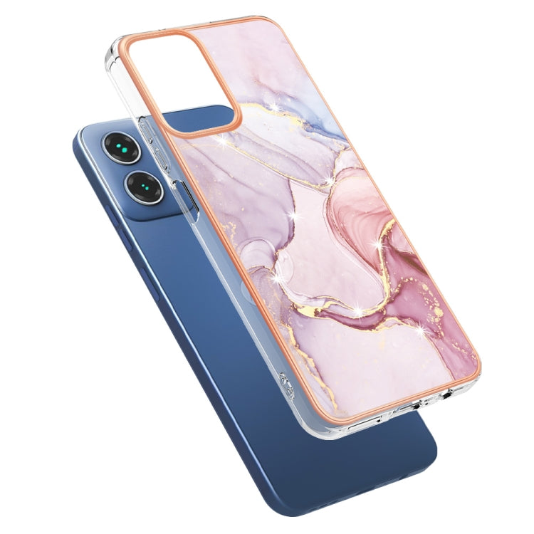 For Motorola Moto G34 Electroplating Marble Dual-side IMD Phone Case(Rose Gold 005) by buy2fix