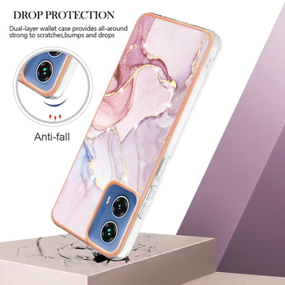 For Motorola Moto G34 Electroplating Marble Dual-side IMD Phone Case(Rose Gold 005) by buy2fix
