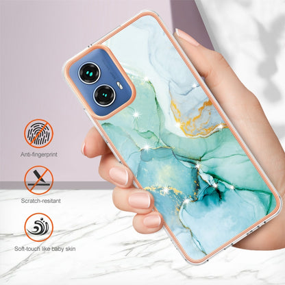 For Motorola Moto G34 Electroplating Marble Dual-side IMD Phone Case(Green 003) by buy2fix