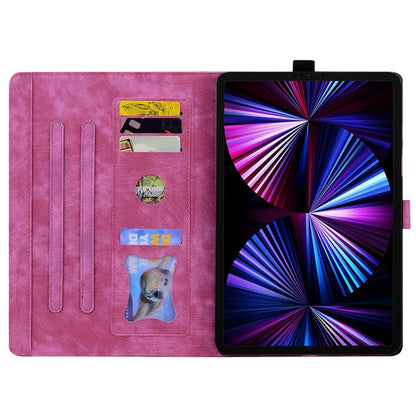 For iPad Pro 12.9 2022 / 2021 Cartoon Sakura Cat Embossed Smart Leather Tablet Case(Rose Red) - iPad Pro 12.9 (2022/2021) Cases by buy2fix | Online Shopping UK | buy2fix