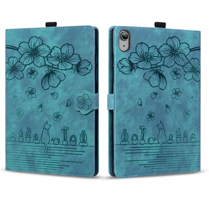 For iPad 2025 / 2022 Cartoon Sakura Cat Embossed Smart Leather Tablet Case(Green) - iPad 2025 / 2022 Cases by buy2fix | Online Shopping UK | buy2fix