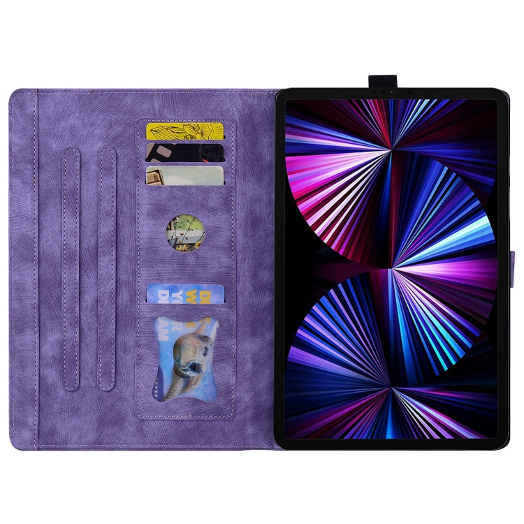 For iPad 2025 / 2022 Cartoon Sakura Cat Embossed Smart Leather Tablet Case(Purple) - iPad 2025 / 2022 Cases by buy2fix | Online Shopping UK | buy2fix