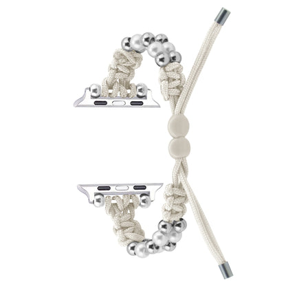 For Apple Watch Ultra 2 49mm Paracord Row Beads Drawstring Braided Watch Band(White) by buy2fix