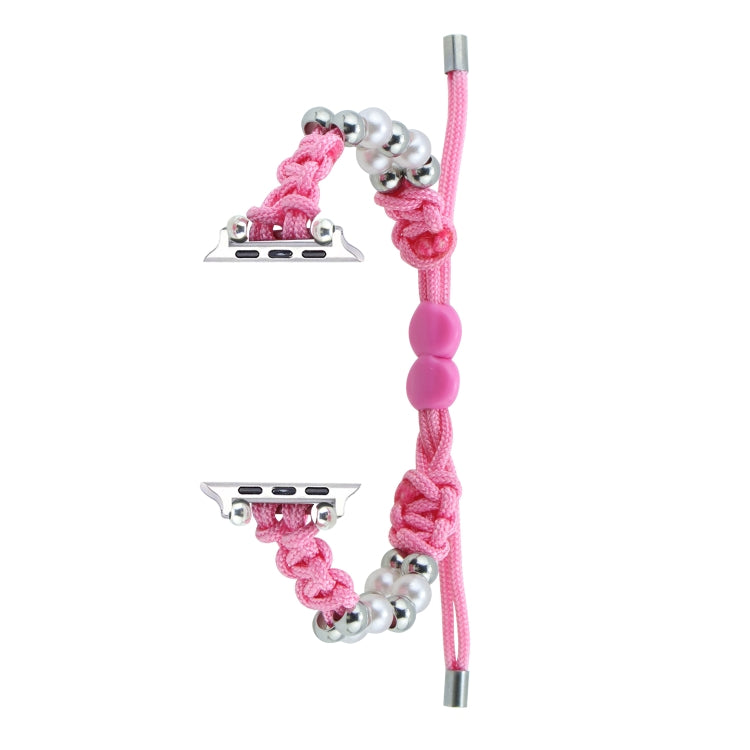 For Apple Watch Ultra 2 49mm Paracord Row Beads Drawstring Braided Watch Band(Pink) by buy2fix