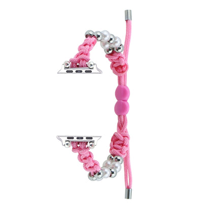 For Apple Watch Ultra 2 49mm Paracord Row Beads Drawstring Braided Watch Band(Pink) by buy2fix