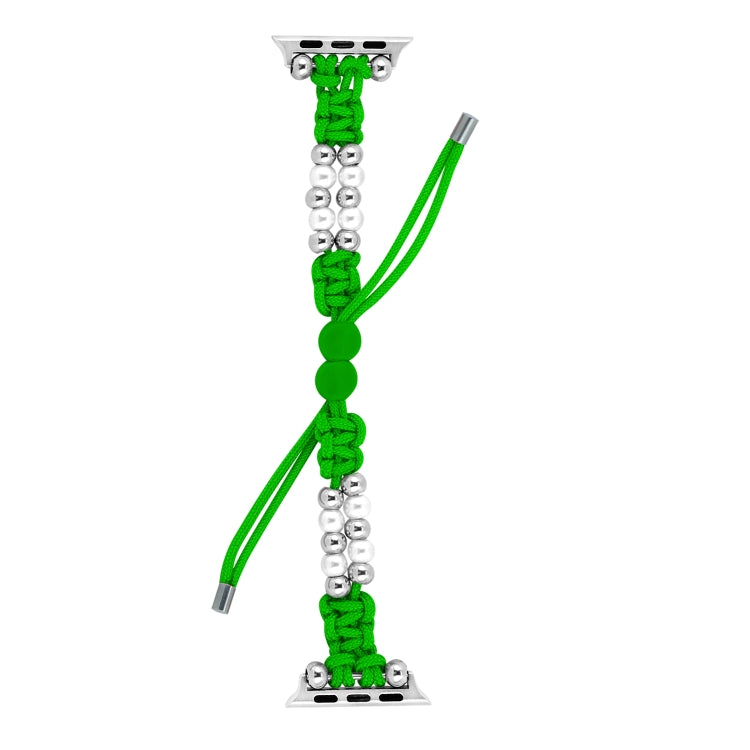 For Apple Watch Ultra 2 49mm Paracord Row Beads Drawstring Braided Watch Band(Green) by buy2fix