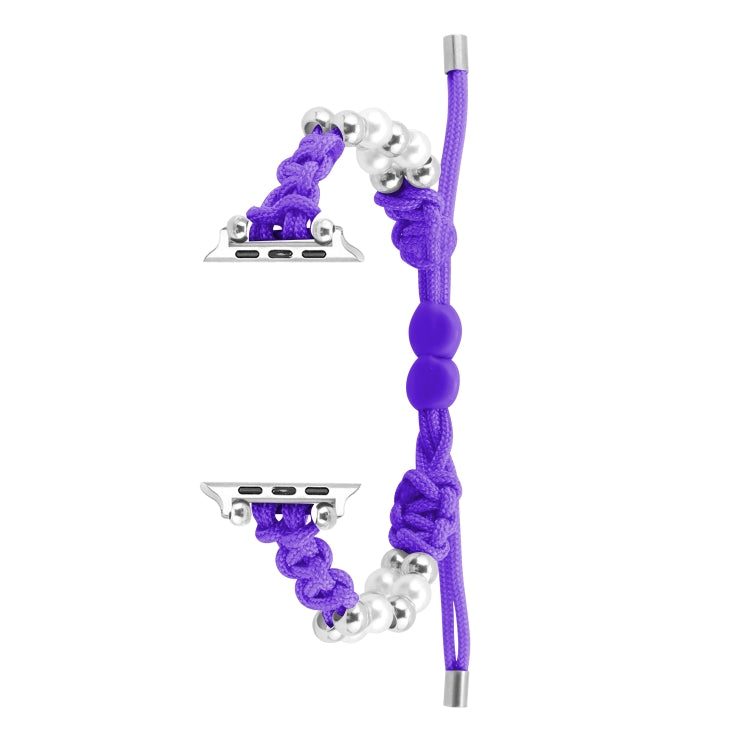 For Apple Watch Ultra 2 49mm Paracord Row Beads Drawstring Braided Watch Band(Purple) by buy2fix