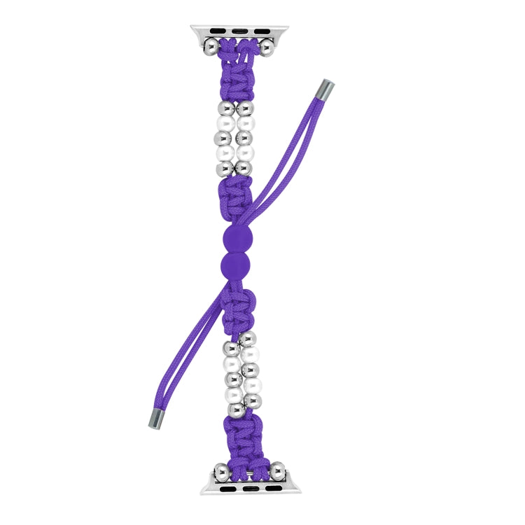 For Apple Watch Ultra 2 49mm Paracord Row Beads Drawstring Braided Watch Band(Purple) by buy2fix