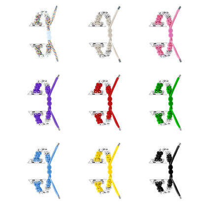 For Apple Watch Ultra 49mm Paracord Row Beads Drawstring Braided Watch Band(Black) by buy2fix