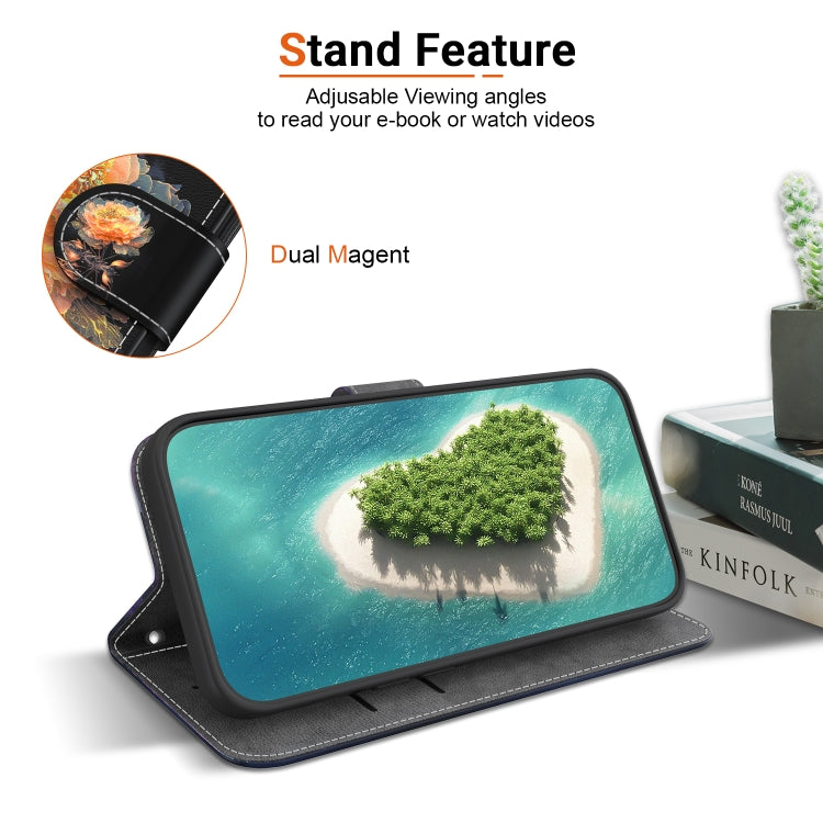 For iPhone 16e Crystal Texture Colored Drawing Leather Phone Case(Gold Peony) by buy2fix