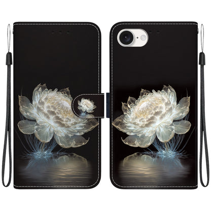 For iPhone 16e Crystal Texture Colored Drawing Leather Phone Case(Crystal Peony) by buy2fix
