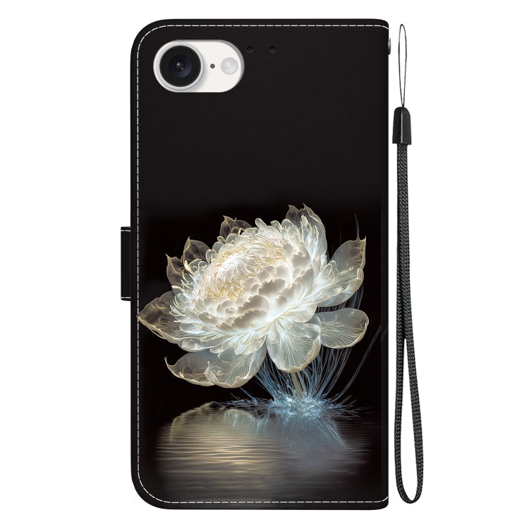 For iPhone 16e Crystal Texture Colored Drawing Leather Phone Case(Crystal Peony) by buy2fix