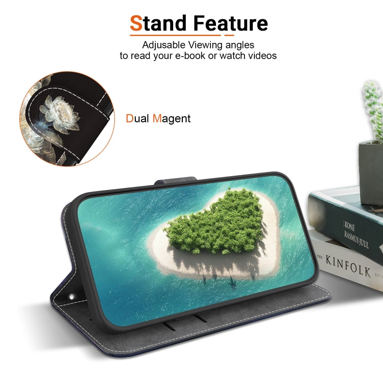 For iPhone 16e Crystal Texture Colored Drawing Leather Phone Case(Crystal Peony) by buy2fix