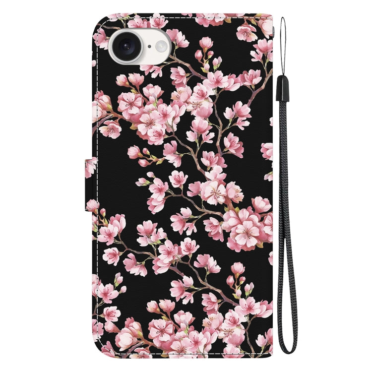 For iPhone 16e Crystal Texture Colored Drawing Leather Phone Case(Plum Bossom) by buy2fix
