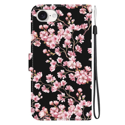 For iPhone 16e Crystal Texture Colored Drawing Leather Phone Case(Plum Bossom) by buy2fix
