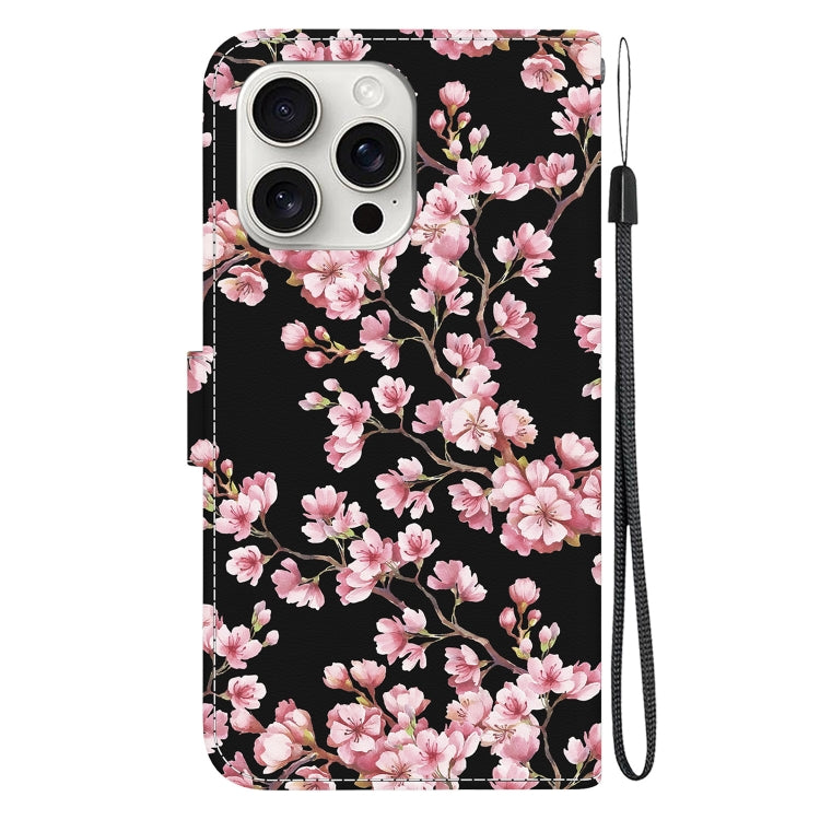 For iPhone 16 Pro Max Crystal Texture Colored Drawing Leather Phone Case(Plum Bossom) by buy2fix