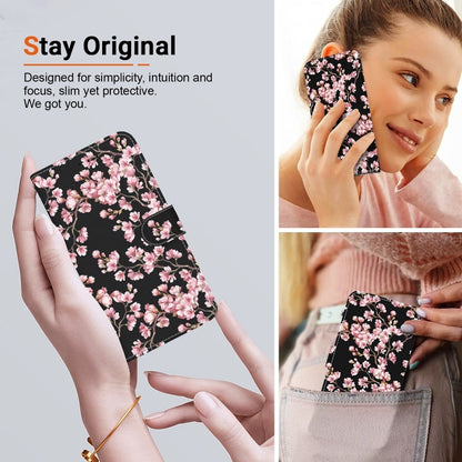 For iPhone 16 Pro Max Crystal Texture Colored Drawing Leather Phone Case(Plum Bossom) by buy2fix