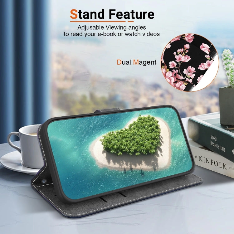 For iPhone 16 Pro Max Crystal Texture Colored Drawing Leather Phone Case(Plum Bossom) by buy2fix