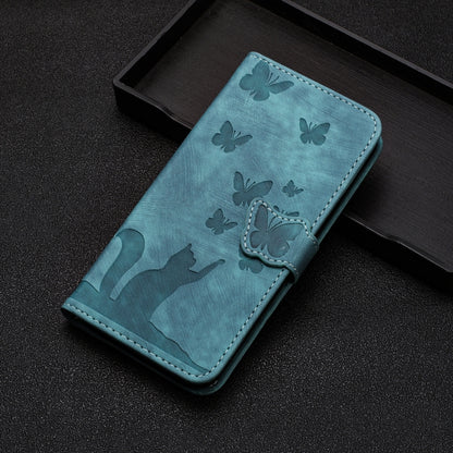 For Xiaomi Redmi Note 13 4G Butterfly Cat Embossing Flip Leather Phone Case(Wathet) - Xiaomi Cases by buy2fix | Online Shopping UK | buy2fix