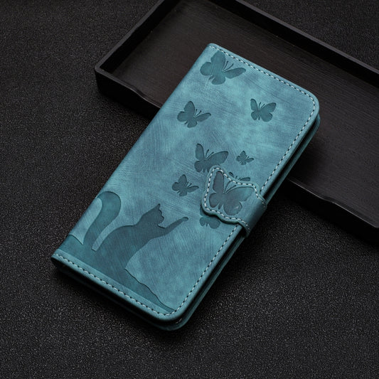 For Xiaomi Redmi Note 13 4G Butterfly Cat Embossing Flip Leather Phone Case(Wathet) - Xiaomi Cases by buy2fix | Online Shopping UK | buy2fix