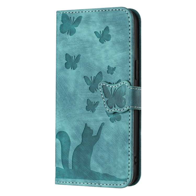 For Xiaomi Redmi Note 13 4G Butterfly Cat Embossing Flip Leather Phone Case(Wathet) - Xiaomi Cases by buy2fix | Online Shopping UK | buy2fix
