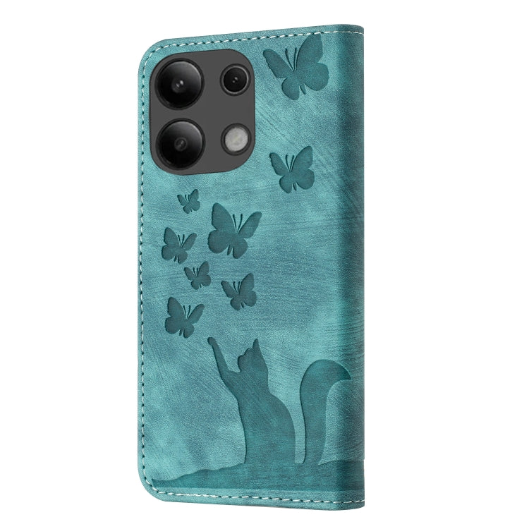 For Xiaomi Redmi Note 13 4G Butterfly Cat Embossing Flip Leather Phone Case(Wathet) - Xiaomi Cases by buy2fix | Online Shopping UK | buy2fix