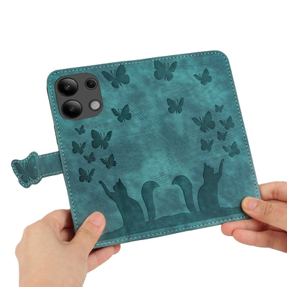 For Xiaomi Redmi Note 13 4G Butterfly Cat Embossing Flip Leather Phone Case(Wathet) - Xiaomi Cases by buy2fix | Online Shopping UK | buy2fix