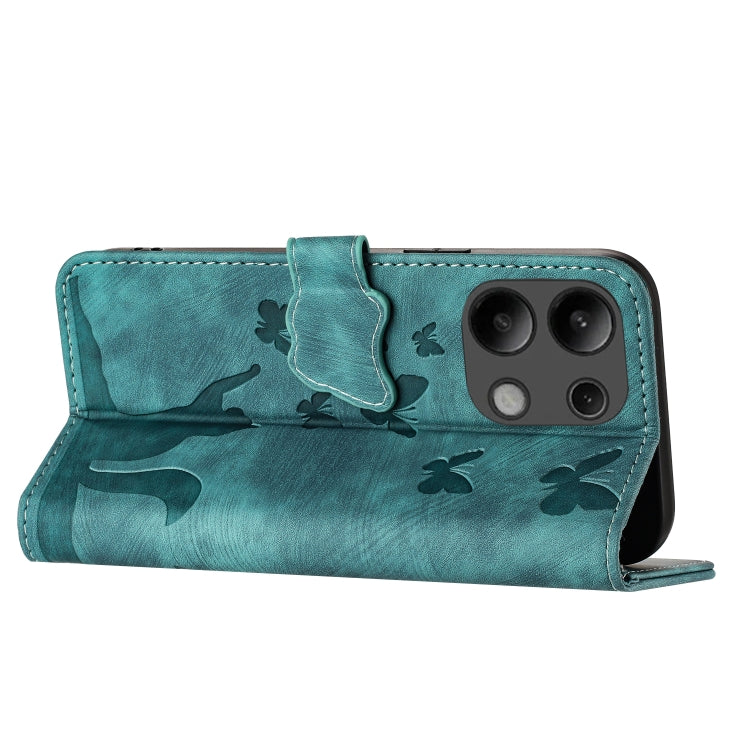 For Xiaomi Redmi Note 13 4G Butterfly Cat Embossing Flip Leather Phone Case(Wathet) - Xiaomi Cases by buy2fix | Online Shopping UK | buy2fix